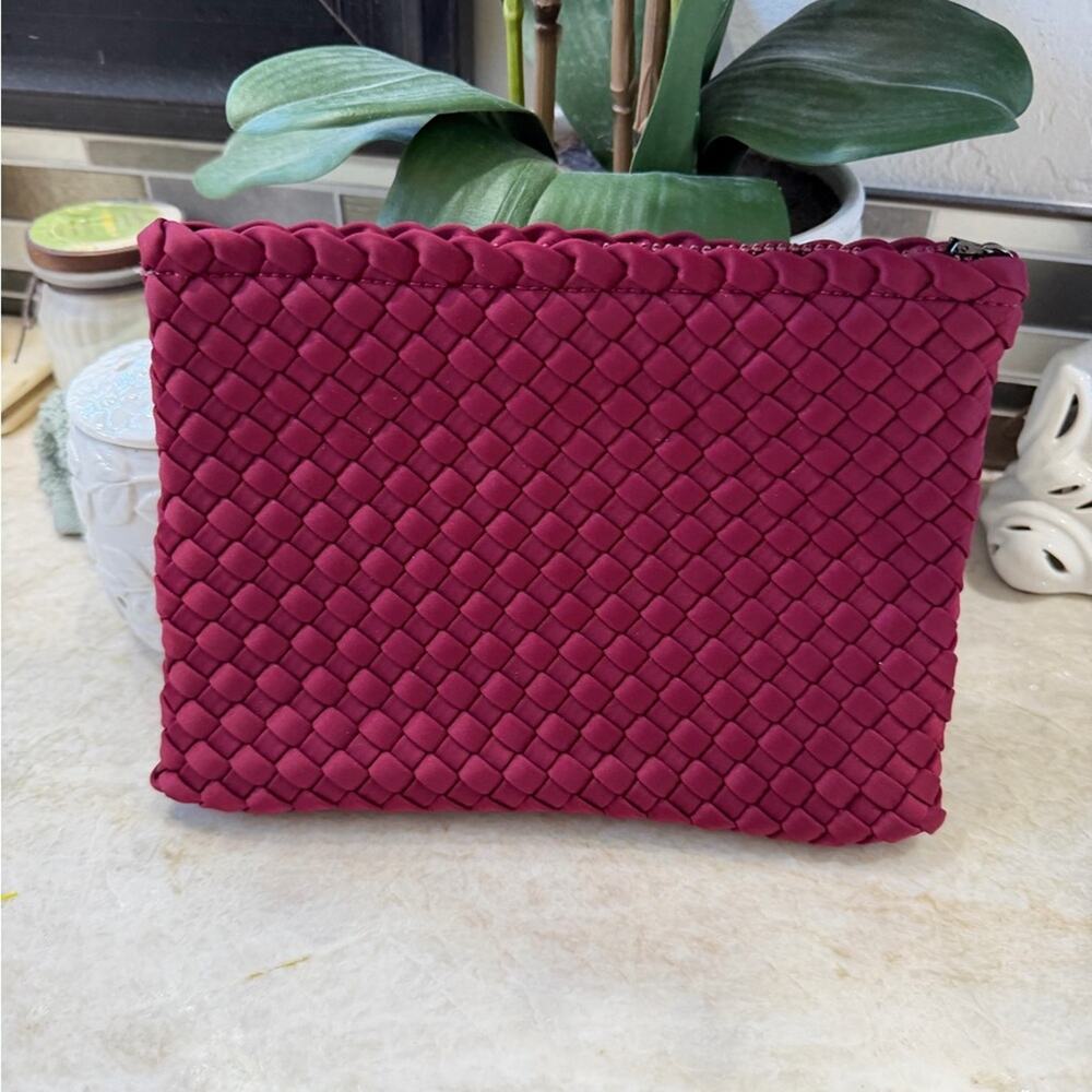 Sol and Selene Woven Clutch in maroon red